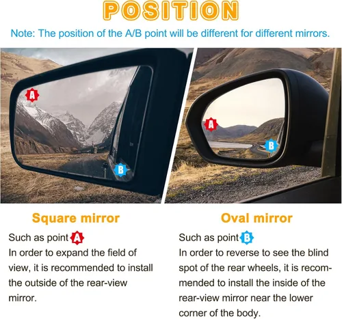 Vista 3 de Espejo retrovisor convexo redondo de vidrio HD de 2 pulgadas con marco, espejo de punto ciego para automóvil, gran angular de 360 grados con parte