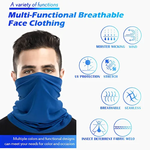 Vista 2 de Bufanda transpirable para el cuello, máscara facial para hombres y mujeres, senderismo, ciclismo, deportes, pesca, protección solar UV bandana