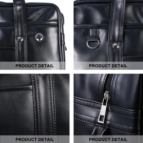 Vista 7 de Mikikit Bolsa de viaje portátil de cuero para hombre, bolsa de hombro para portátil, maletín para libros, para hombre, uniforme japonés, bolsa