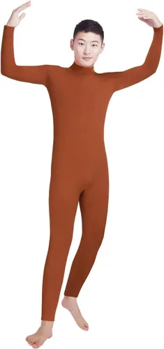 Vista 18 de Shinningstar Zentai Unitard - Body de manga larga con cuello alto y elastano para hombre Verde militar
