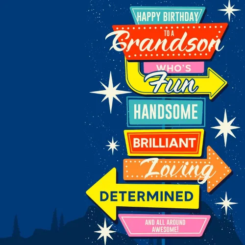 Vista 6 de Prime Greetings Tarjeta de cumpleaños para nieto, hecha en Estados Unidos, ecológica, cartulina gruesa con sobre premium de 5 x 7.75 pulgadas