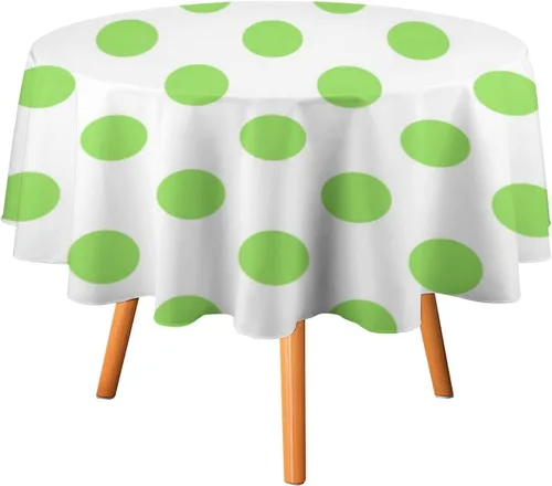 Vista 30 de Mantel redondo lavable de lunares negros sobre beige de 50 pulgadas para cocina, comedor, fiesta, decoración moderna