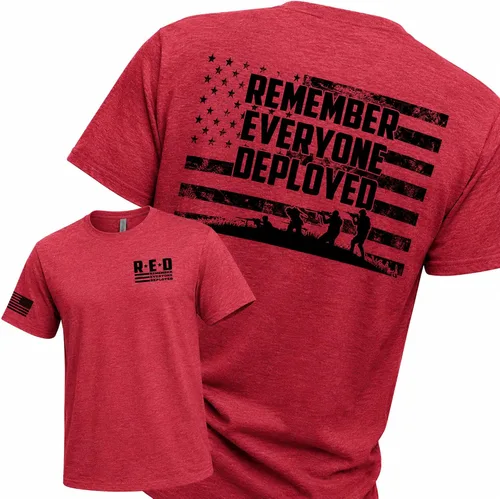 Vista 9 de RED Friday US Military Shirt Remember Everyone Deployed Flag American Pride Camiseta para hombres y mujeres