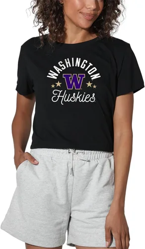 Vista 63 de Colección oficial de camisetas con diseño de mascota desgastada para mujer, color negro Grizzlies del estado de Adams