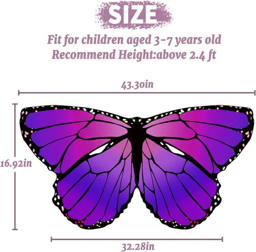 Vista 6 de Creatoy Fairy Butterfly-Wings-Costume for Girls Boys Monarch Butterfly Pretend Play Birthday Gifts Party Favors