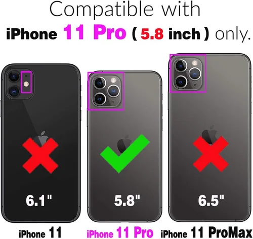 Vista 2 de Asuwish Funda de teléfono para iPhone 11 Pro 5.8 con protector de pantalla y soporte para anillo, brillante, líquido, transparente, híbrida, a