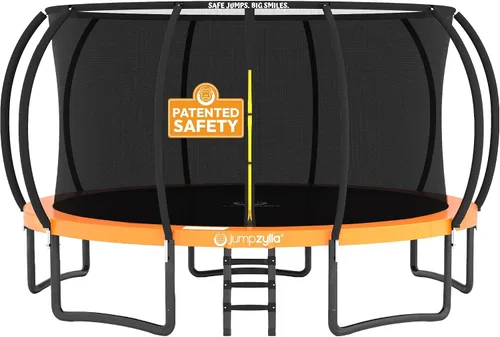 Vista 21 de Jumpzylla - Cama elástica recreativa para niños, con red de seguridad, escalera y revestimiento antioxidante, de 8, 10, 12, 14, 15 y 16 pies