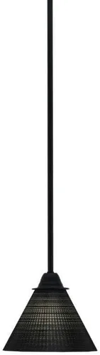 Vista 242 de Toltec Lighting Paramount - Mini colgante de 1 luz en acabado negro mate con cristal de arte perla de 7 pulgadas y estilo negro