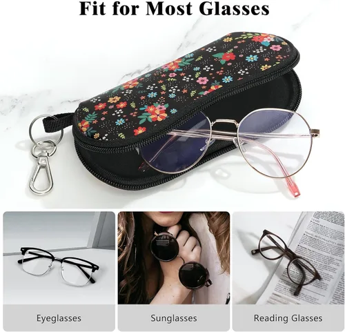 Vista 20 de MoKo - Estuche suave, ultra ligero, de neopreno, para lentes de sol, con cremallera y clip para cinturón