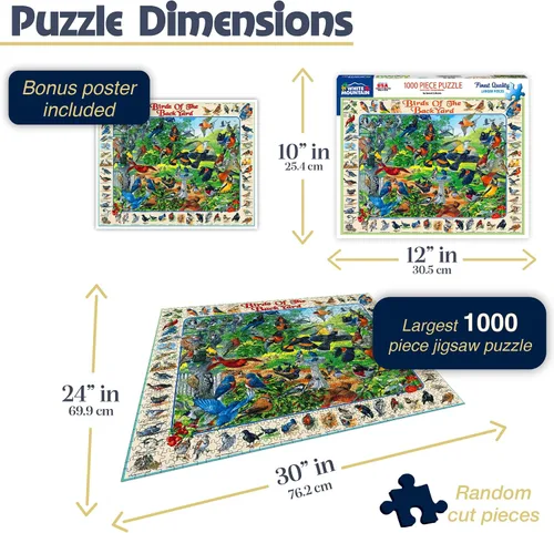 Vista 2 de White Mountain Puzzles Birds of the Backyard - Rompecabezas de 1000 piezas