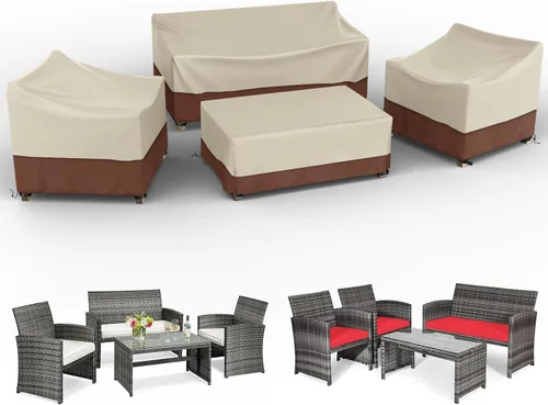 Vista 8 de Gasadar Funda Impermeable para Muebles de Exterior, Fundas de Juego de Muebles de Patio para Sofá Biplaza, Silla y Mesa de Centro, 600D Resistente