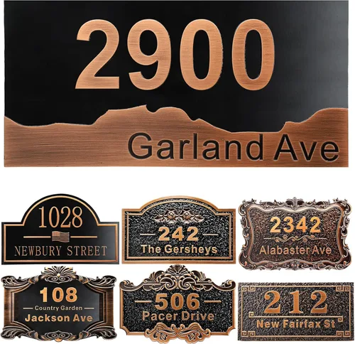 Vista 16 de Placa personalizada de dirección de casa de 12 pulgadas, números fundidos para exteriores, placa de señal de dirección personalizada con nombre
