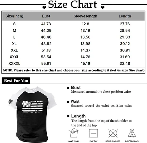 Vista 5 de Camiseta de manga corta raglán para hombre del 4 de julio, camiseta casual para el Día de la Independencia, camiseta de entrenamiento
