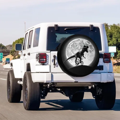 Vista 3 de Delerain Dinosaur Moon - Cubierta de rueda de repuesto para neumáticos, protector solar impermeable para caravana, remolque, RV, SUV, camión
