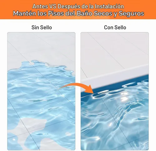 Vista 5 de Barrera de Agua para Umbral de Ducha de 3.8 Pulgadas de Alto, Plegable de 70 Pulgadas, Protector contra Salpicaduras de Agua de Ducha, Bloqueador