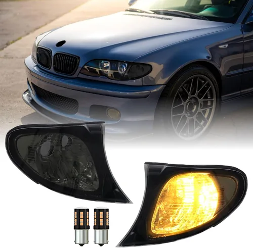 Vista 14 de DEPO 99-01 E46 4D - Juego de lámparas de señal de giro de esquina de color humo europeo (izquierda + derecha) compatible con BMW E46 1999-2001 Serie