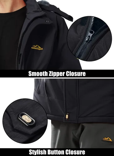 Vista 7 de MAGCOMSEN Chaqueta de esquí de invierno para hombre, chaquetas resistentes al agua y nieve, abrigos de forro polar cálido, para snowboard, trabajo