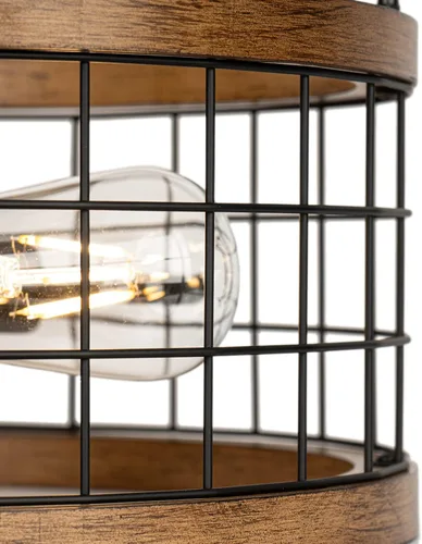 Vista 7 de 2-Luz Lámpara de Techo de Granja con Montura Semi Empotrada, Lámpara de Techo de Madera Rústica para Pasillo, Cocina, Entrada, Vestíbulo