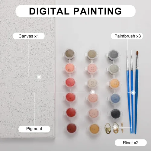 Vista 3 de Pintura por números, corona de flores en una puerta de cabaña, manualidades para adultos, kits de pintura por números, manualidades para decoración