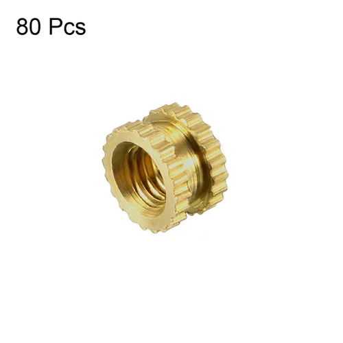 Vista 3 de uxcell Tuercas de inserción moleteadas, 80 piezas M3 x 0.118 in de longitud x 0.197 in de diámetro exterior rosca hembra tuerca de inserción roscada