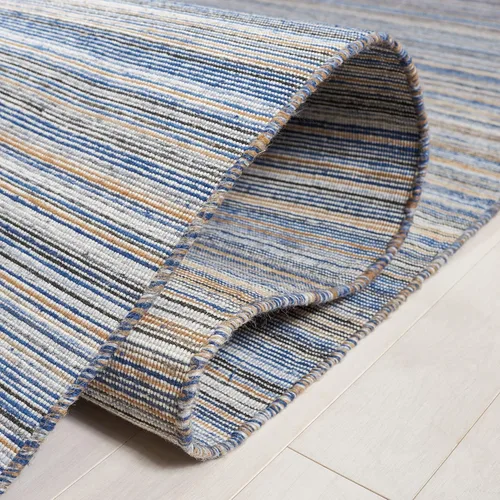 Vista 6 de SAFAVIEH Kilim Collection - Alfombra de pasillo de 2 pies 3 pulgadas x 9 pies, azul y amarillo, hecha a mano con rayas bohemias, ideal para zonas