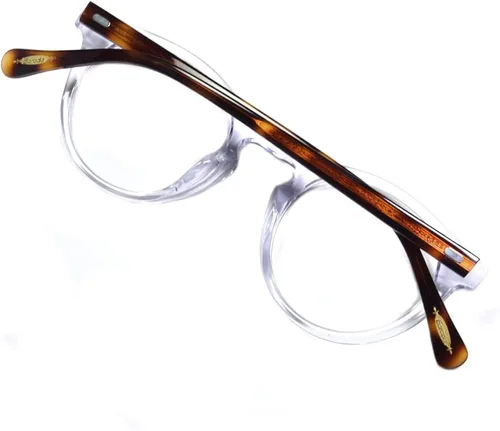 Vista 4 de EAREADA Gafas redondas vintage con lente transparente de acetato de borde redondo grueso para hombres..