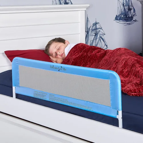 Vista 3 de Dream On Me Riel de cama de malla ajustable, dos niveles de altura, listo para usar, compatible con camas de tamaño individual para adultos, Rosa