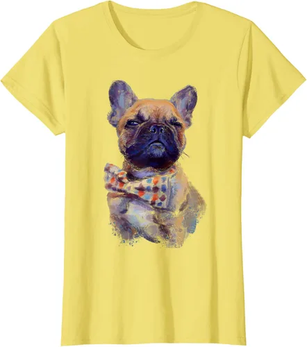 Vista 33 de Camiseta de bulldog francés con estampado realista, artística de bulldog francés, Negro, S