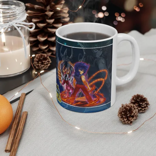 Vista 3 de Ave Fenix, Los Caballeros del Zodiaco, Taza de Cerámica 11 Oz