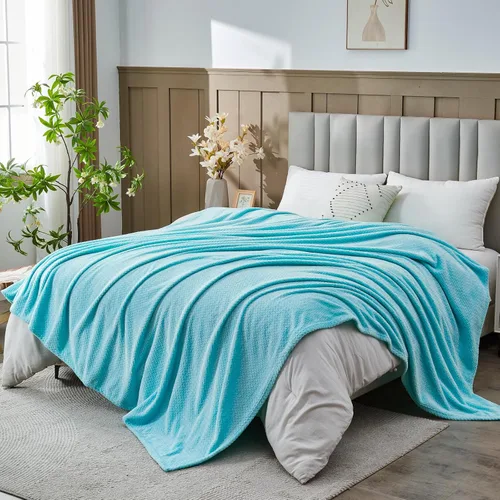 Vista 32 de NEWCOSPLAY Manta de Tiro Súper Suave Aqua Franela Sedosa Premium Fleece con Patrón de Hojas Ligera Manta de Cama para Uso en Todas las Estaciones
