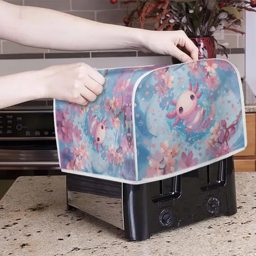 Vista 3 de Xoenoiee Axolotl - Cubierta para tostadoras con diseño de flor de cerezo, cubiertas para hacer pan, cubierta de polvo para electrodomésticos
