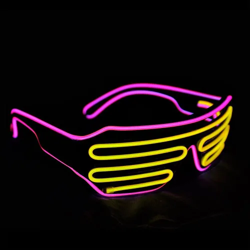 Vista 13 de Gafas de LED de Aqua Led de Neón electroluminiscentes para fiestas y disfraces modelo RB03., Púrpura + Azul