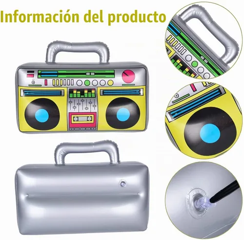Vista 4 de Caja inflable y accesorio para teléfono - Micrófonos estilo 90 para fiestas de los años 80 y 90