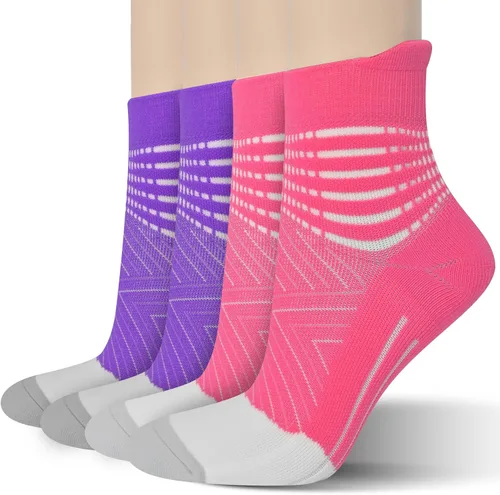Vista 10 de Calcetines de compresión para el tobillo para mujer, con absorción Coolmax, deportivos y acolchados, alivio de la fascitis plantar, paquete de 2, 3
