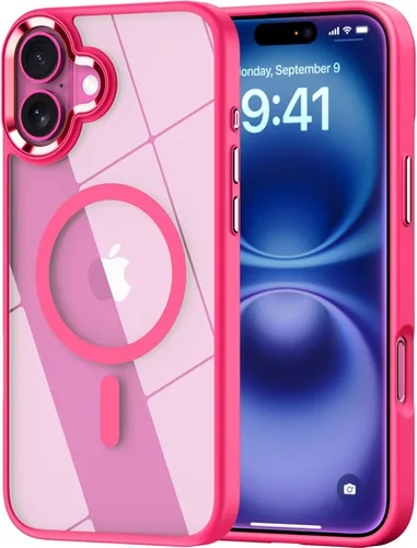 Vista 19 de Funda magnética para iPhone 13, compatible con MagSafe, protección de grado militar, parte trasera dura transparente y marco de TPU suave, funda