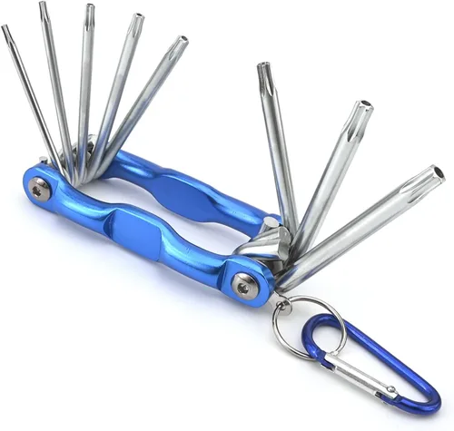 Vista 9 de Utoolmart Juego de llaves hexagonales, juego de llaves Allen 8 en 1, herramienta de reparación de llaves combinadas plegables para tornillo