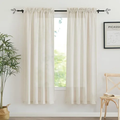Vista 96 de RYB HOME - Cortinas de lino texturizado semitranslúcidas, privacidad media, filtro de luz, decoración de ventana para dormitorio/baño/sala de estar