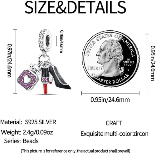 Vista 4 de CYCUFF Abalorios de plata de ley 925 adecuados para collares de dijes, pulseras, abalorios, joyería de regalo para mujer