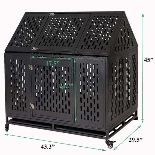 Vista 3 de Jaula para perros de alta resistencia, corralito grande y fuerte de metal para perros grandes y mascotas, fácil de montar con cerradura de patente