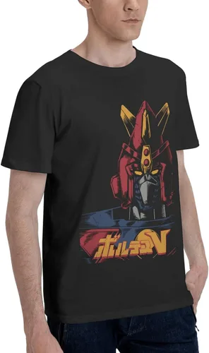 Vista 2 de Anime Voltes V Camiseta de algodón de verano para hombre, cómoda camiseta de manga corta con cuello redondo