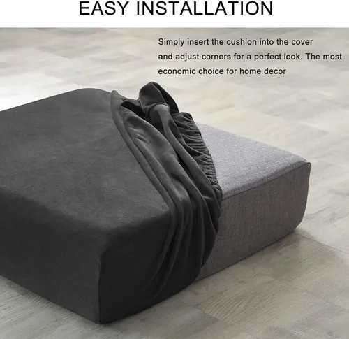 Vista 5 de Fundas de cojín de terciopelo para sofá, funda elástica para cojín de sofá suave, protector de muebles extraíble y lavable para sala de estar, Negro