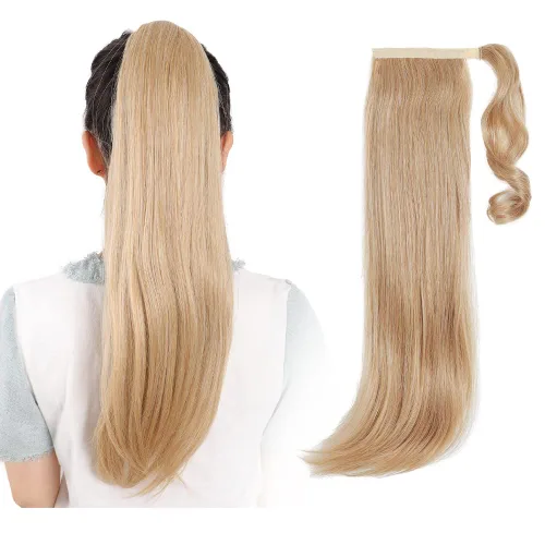 Vista 24 de Extensiones de cabello para cola de caballo, extensión de cola de caballo roja de 16 pulgadas, corta, ondulada, rizada, envolvente, cola de caballo