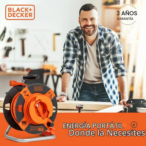 Vista 5 de BLACK+DECKER - Carrete de cable de extensión retráctil inversa de 50 pies