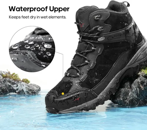 Vista 6 de NORTIV 8 - Botas de senderismo impermeables para hombre, zapatos de montañismo ligeros para exteriores