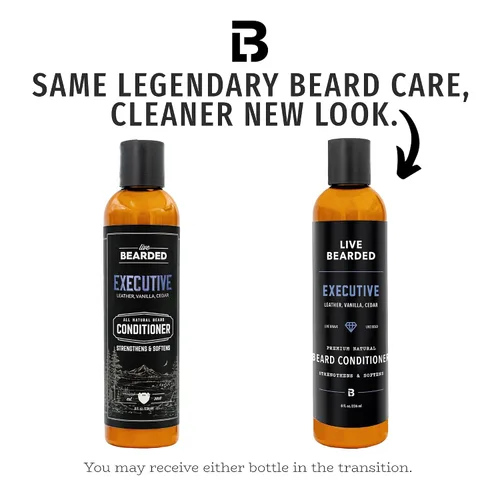 Vista 2 de Live Bearded Acondicionador para barba, 8 onzas líquidas, fortalece y suaviza el vello facial, fabricado en los Estados Unidos, ingredientes