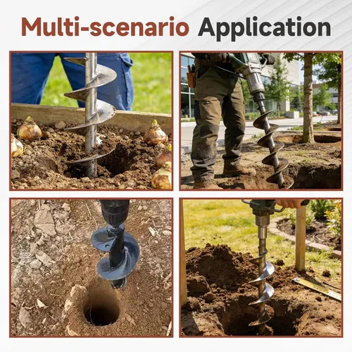 Vista 7 de Brocas de taladro de tierra de 4 pulgadas para plantar, 4 brocas para taladro de motor de gasolina de 31.5 pulgadas, brocas para excavadoras