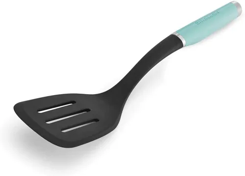 Vista 2 de KitchenAid Espátula Ranurada Clásica de Nylon, 13.66 Pulgadas, Aqua Sky
