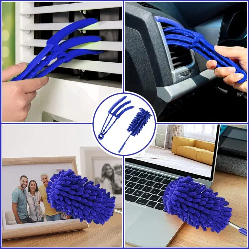 Vista 6 de Buysenton Plumero de microfibra, 8 plumeros con poste de extensión telescópico de 100 pulgadas, plumeros reutilizables y flexibles, plumeros ligeros
