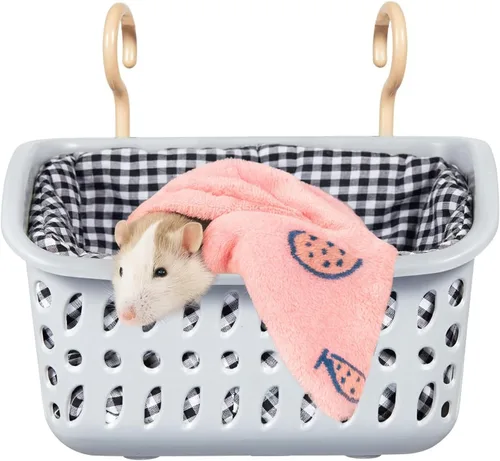 Vista 10 de JWShang Hamaca para Ratas para Jaula, Cesta Colgante a Prueba de Masticación con Ganchos Resistentes, Accesorios para Jaula de Mascotas, Hamaca