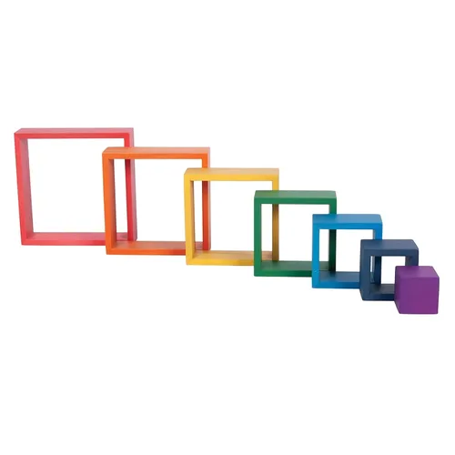 Vista 3 de TickiT - 73416 Cuadrados de Arquitecto Arquitecto Arco Iris de Madera - Rompecabezas de anidación - Bloques apilables para mayores de 1 año